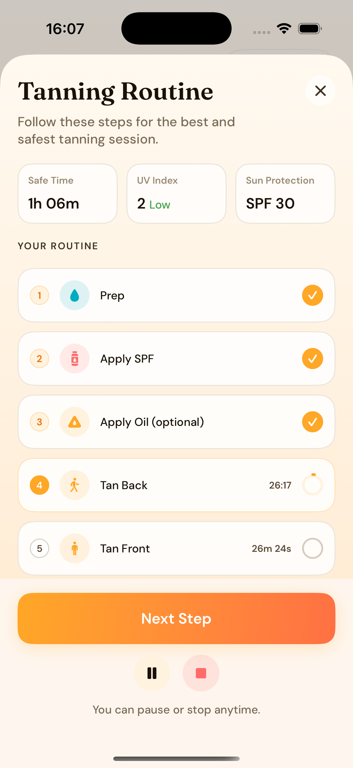 Tanning routine steps